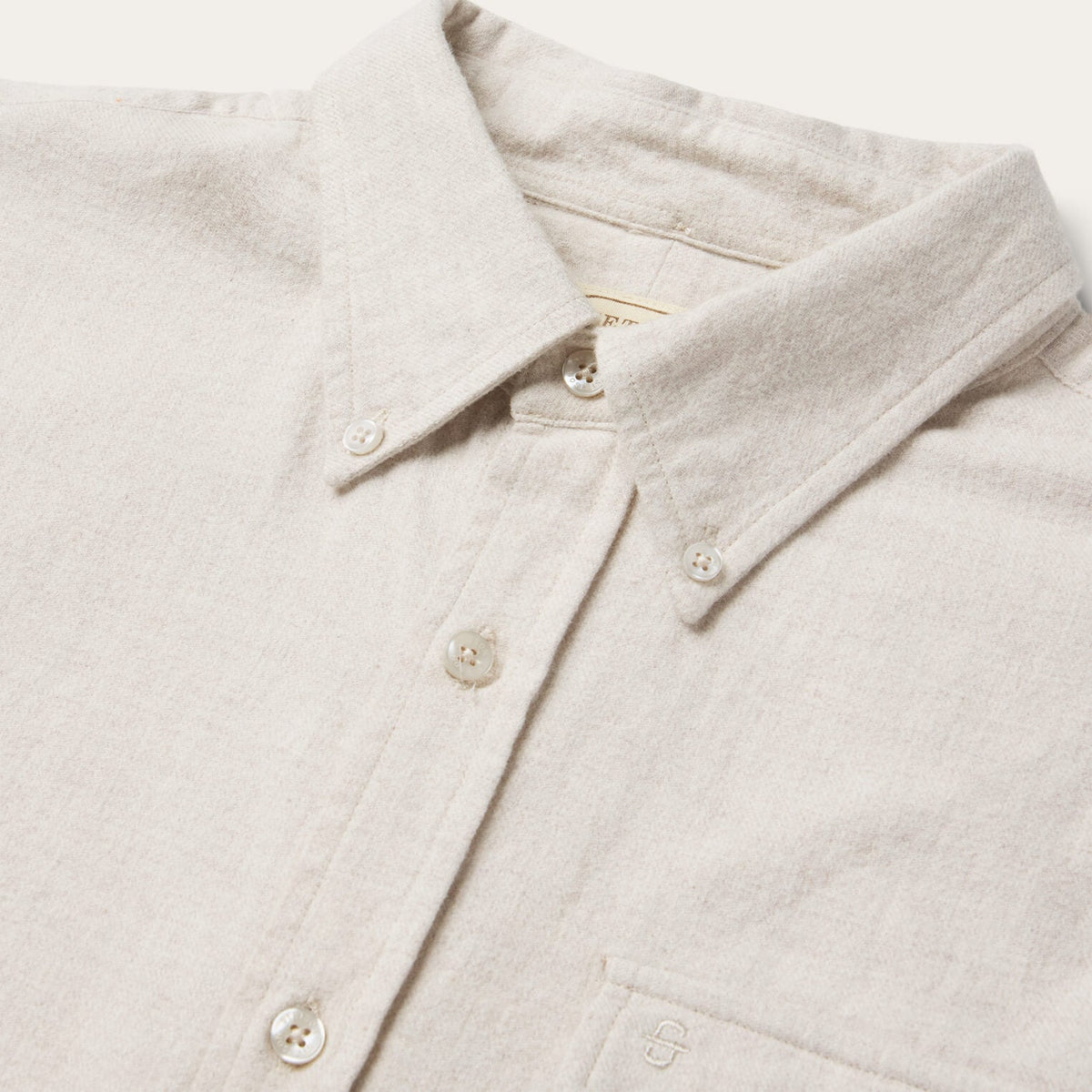 Heathered Flannel Button-Down Shirt White - Stetson