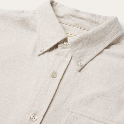 Heathered Flannel Button-Down Shirt White - Stetson