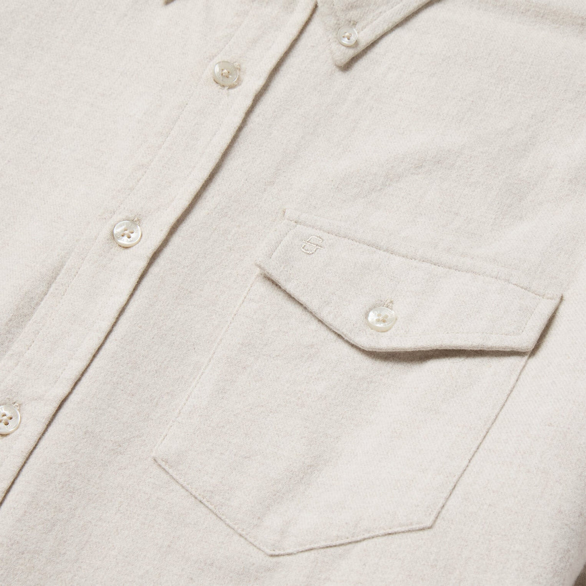 Heathered Flannel Button-Down Shirt White - Stetson