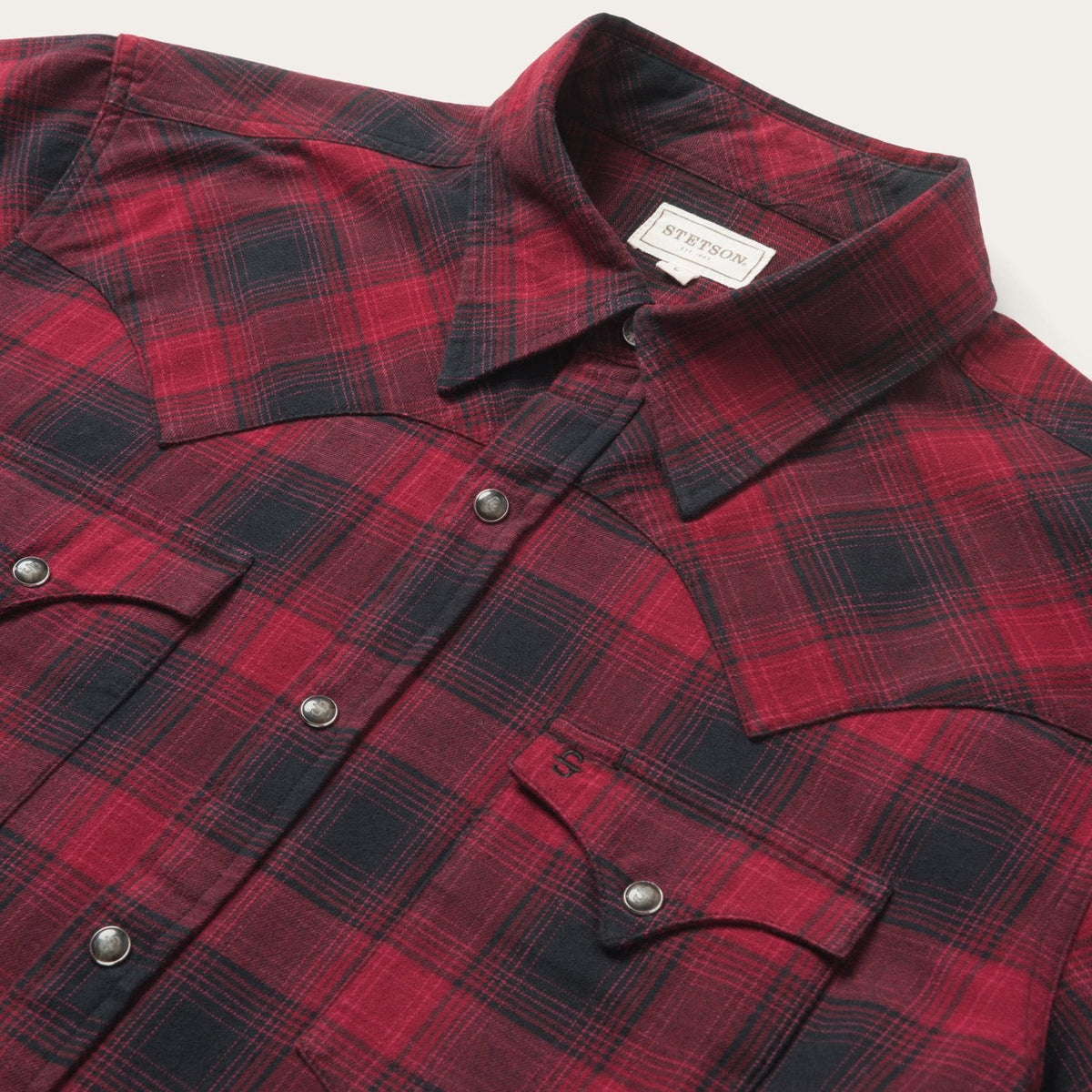 Brushed Twill Plaid Shirt Black - Stetson