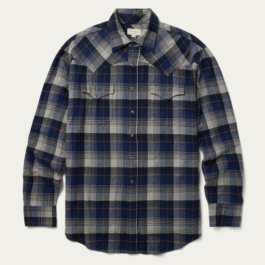Brushed Flannel Western Shirt Blue - Stetson