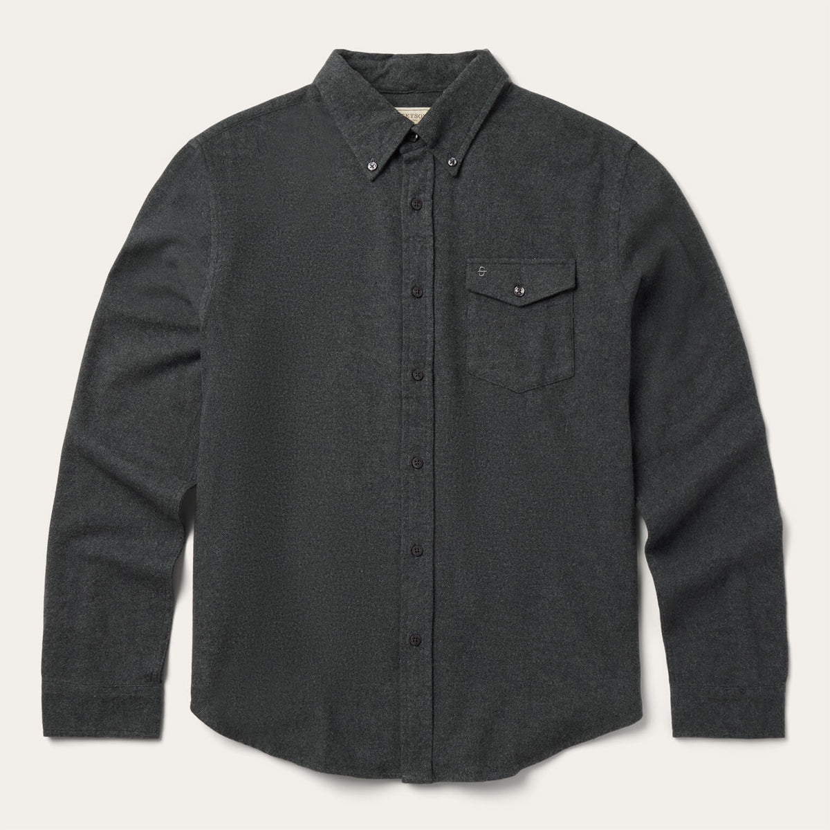 Heathered Flannel Button-Down Shirt Grey - Stetson