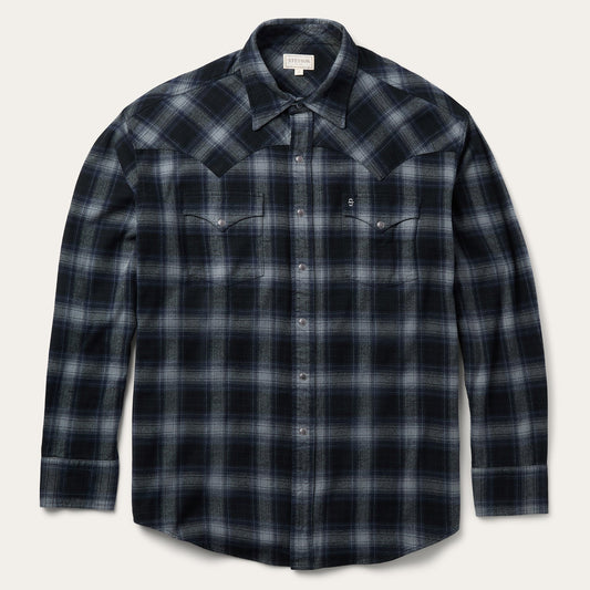 Brushed Twill Plaid Western Shirt Black - Stetson