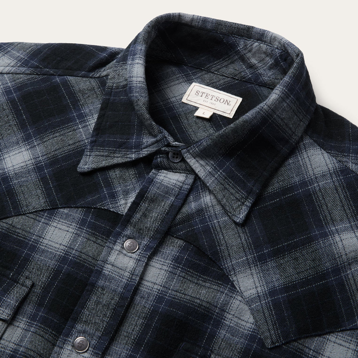 Brushed Twill Plaid Western Shirt Black - Stetson