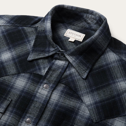 Brushed Twill Plaid Western Shirt Black - Stetson