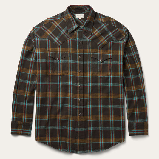 Brushed Twill Plaid Western Shirt Brown - Stetson