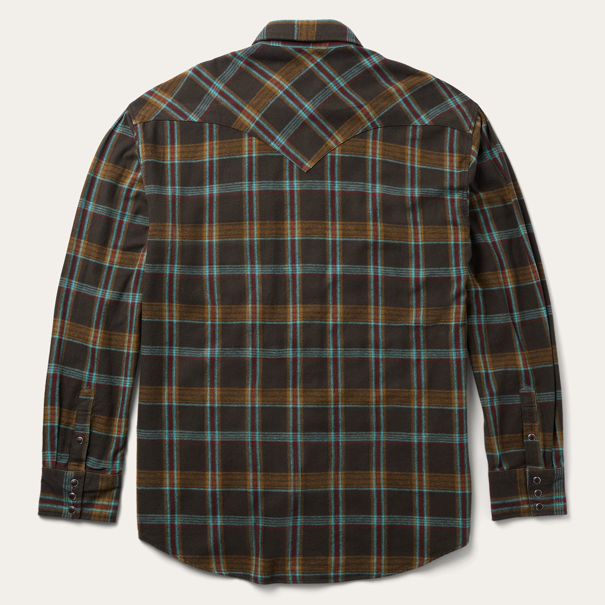 Brushed Twill Plaid Western Shirt Brown - Stetson