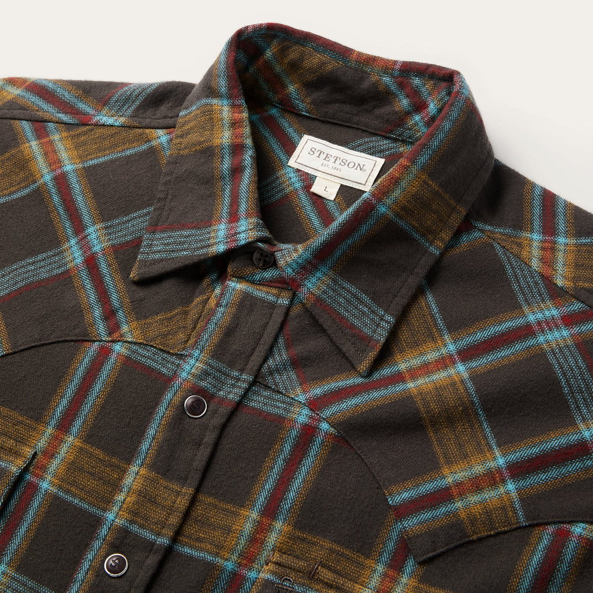 Brushed Twill Plaid Western Shirt Brown - Stetson