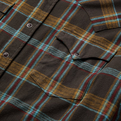 Brushed Twill Plaid Western Shirt Brown - Stetson