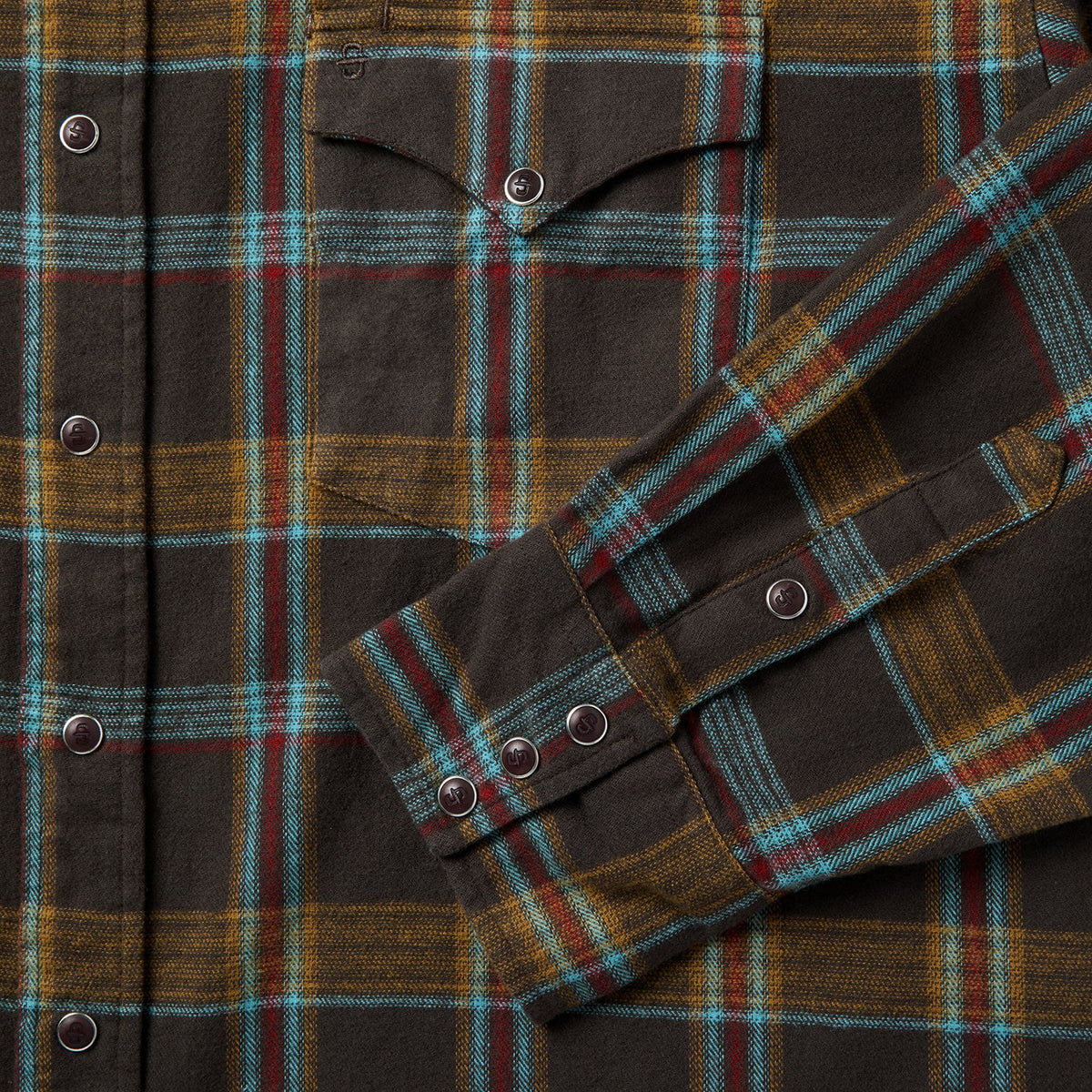 Brushed Twill Plaid Western Shirt Brown - Stetson