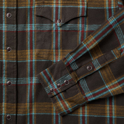 Brushed Twill Plaid Western Shirt Brown - Stetson
