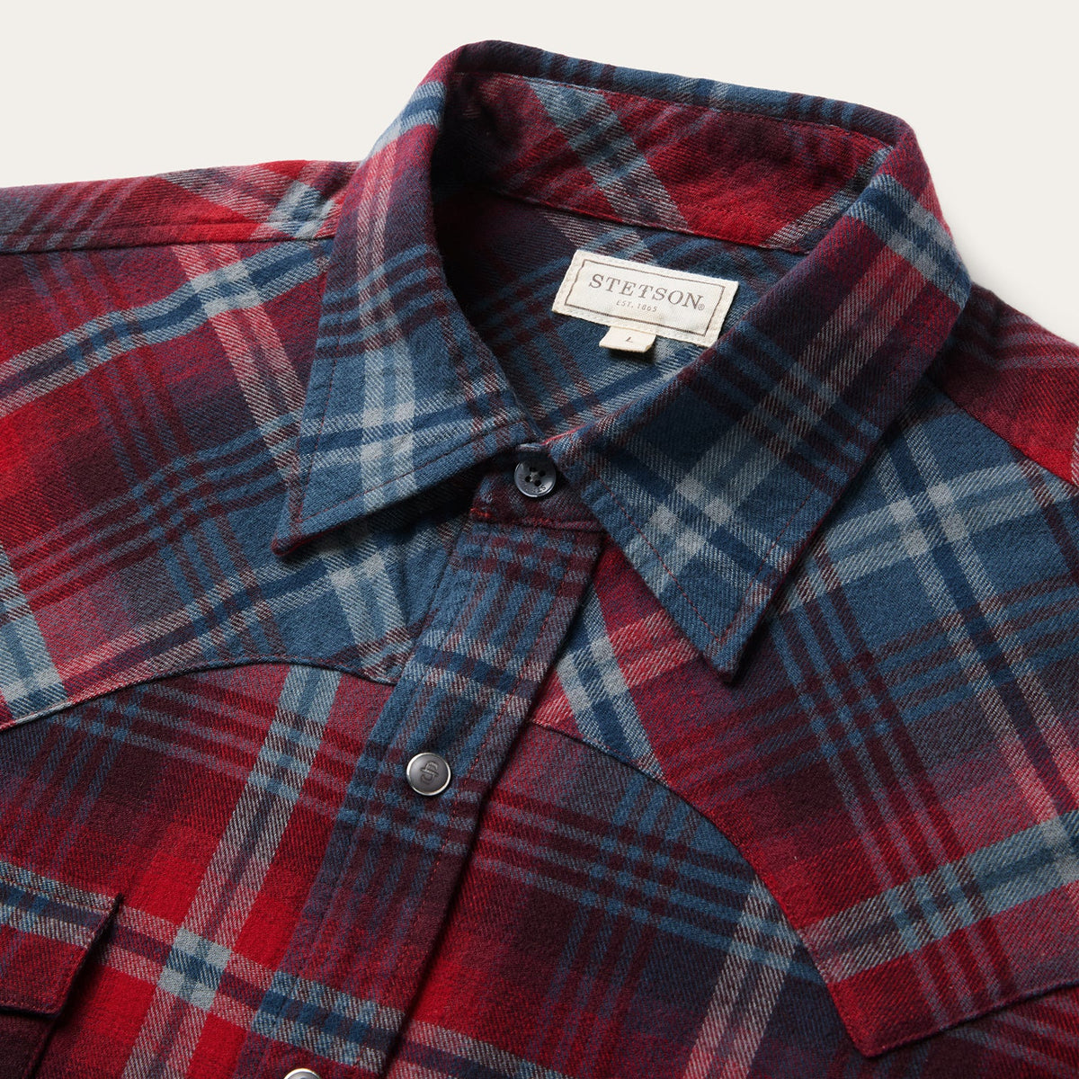 Brushed Twill Plaid Western Shirt Red - Stetson
