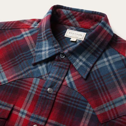 Brushed Twill Plaid Western Shirt Red - Stetson