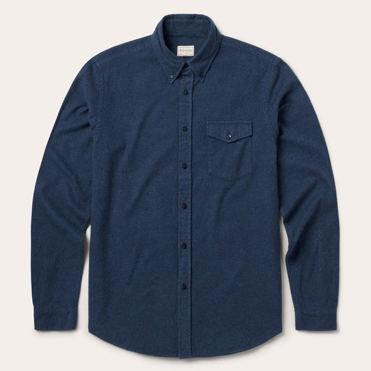 Heathered Flannel Button-Down Shirt Blue - Stetson