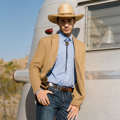 Blue End On End Solid Shirt Blue - Stetson