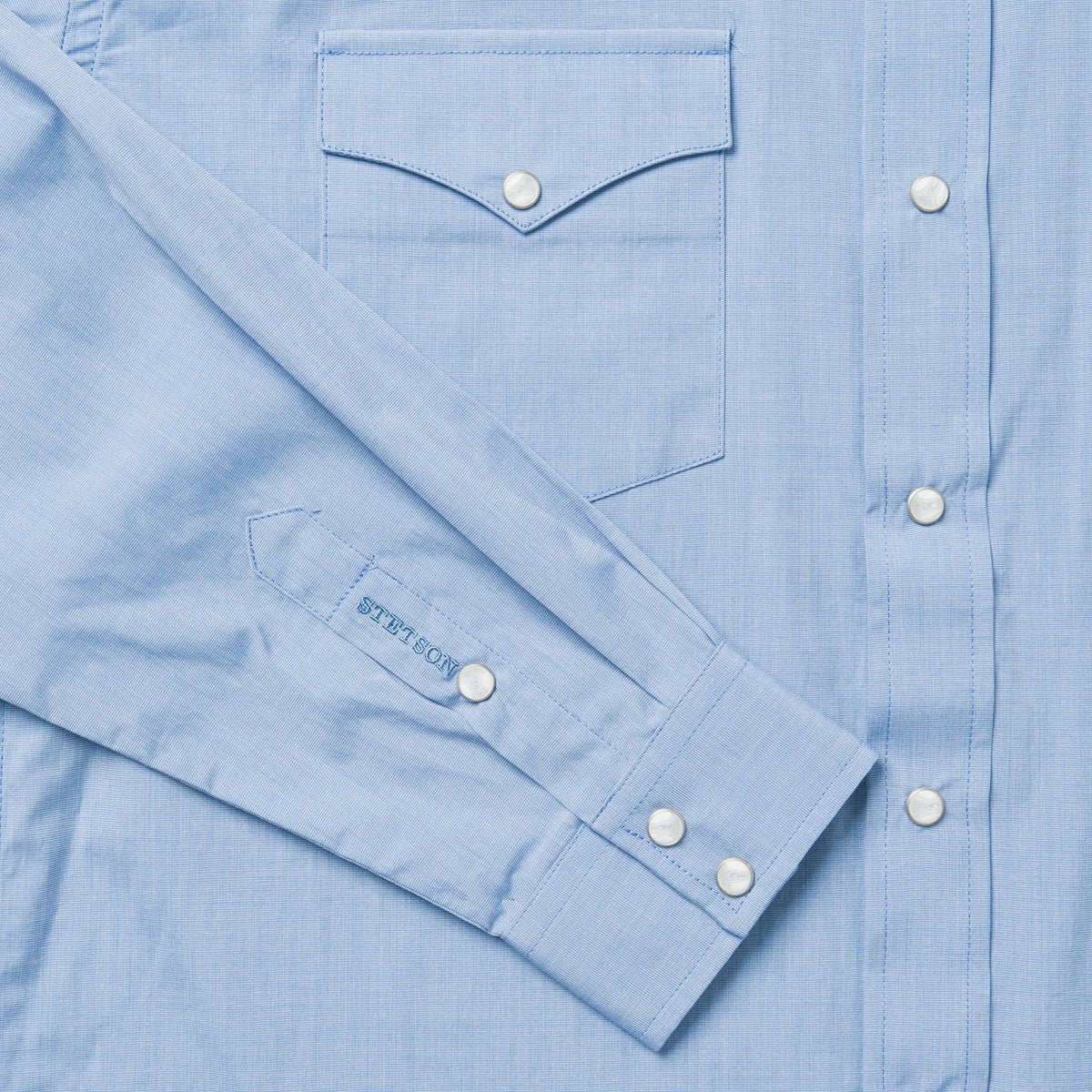 Blue End On End Solid Shirt Blue - Stetson