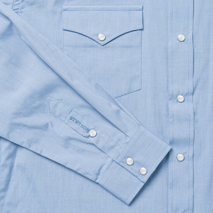 Blue End On End Solid Shirt Blue - Stetson