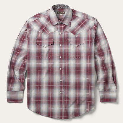 Ombre Plaid Western Shirt Wine - Stetson