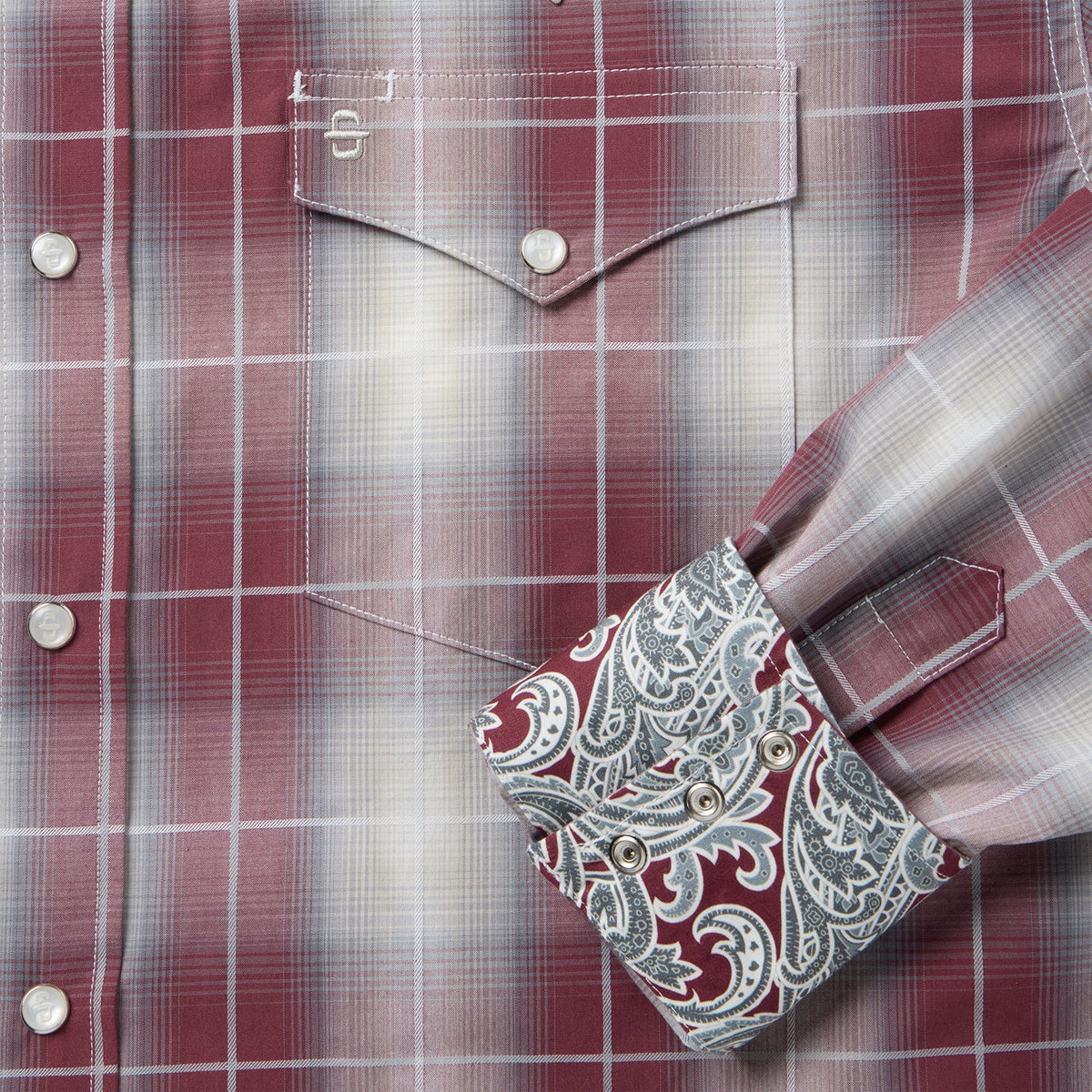 Ombre Plaid Western Shirt Wine - Stetson