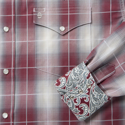 Ombre Plaid Western Shirt Wine - Stetson