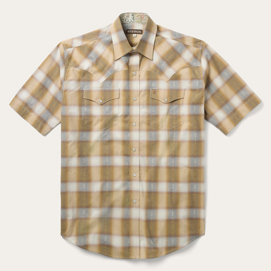 Gold Dust Plaid Short Sleeve Shirt Brown - Stetson