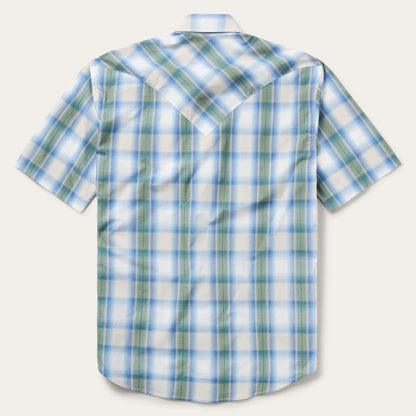 Moss Plaid Short-Sleeve Western Shirt Blue - Stetson