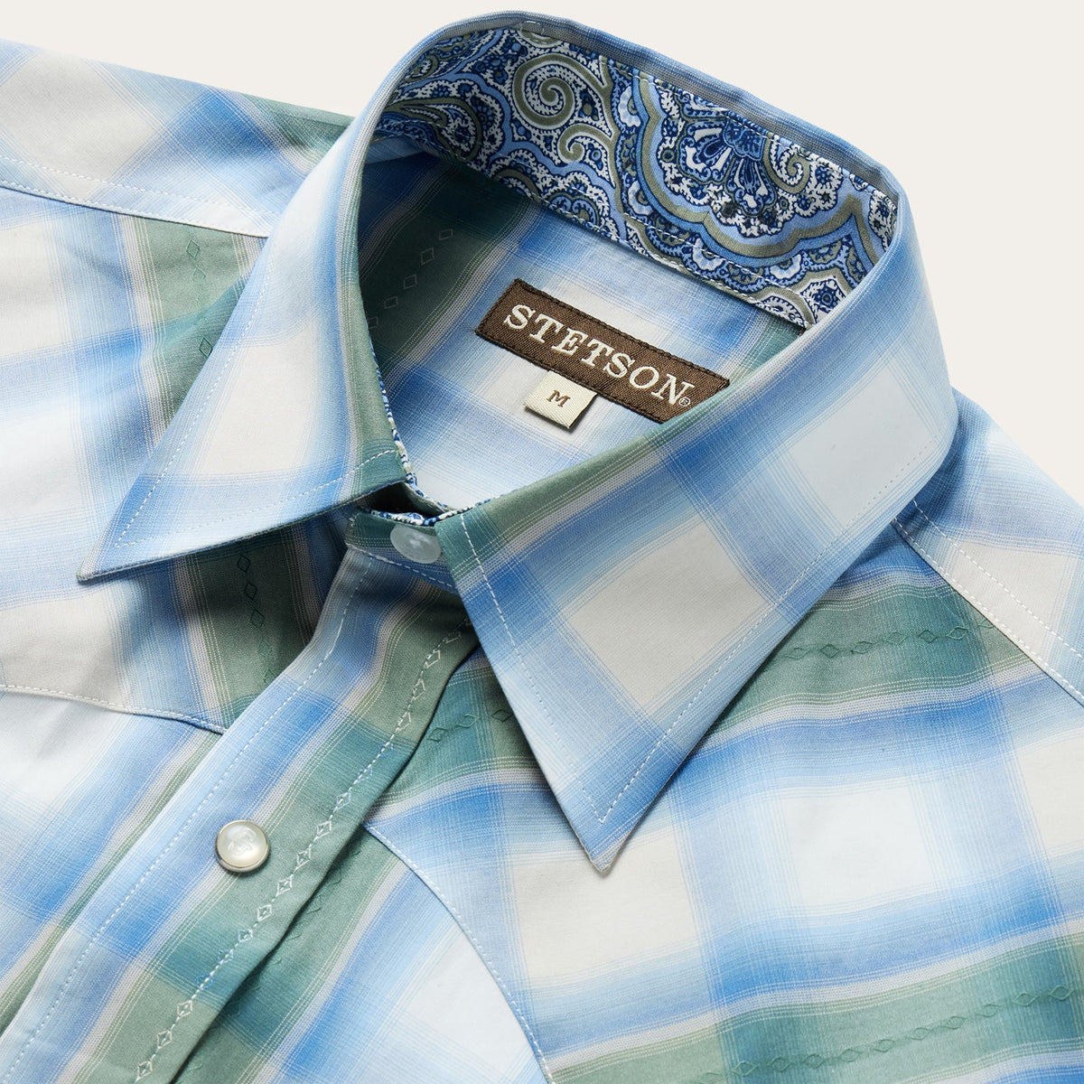 Moss Plaid Short-Sleeve Western Shirt Blue - Stetson