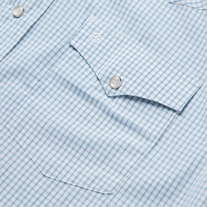 Two Stripe Check Western Shirt Blue - Stetson
