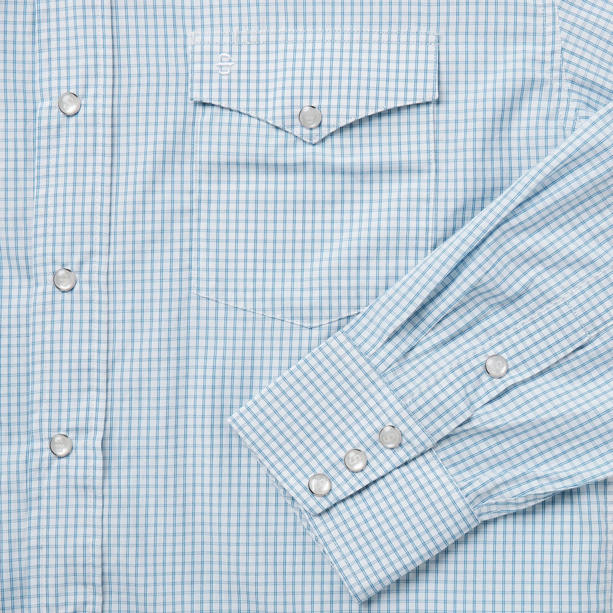 Two Stripe Check Western Shirt Blue - Stetson