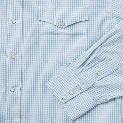 Two Stripe Check Western Shirt Blue - Stetson