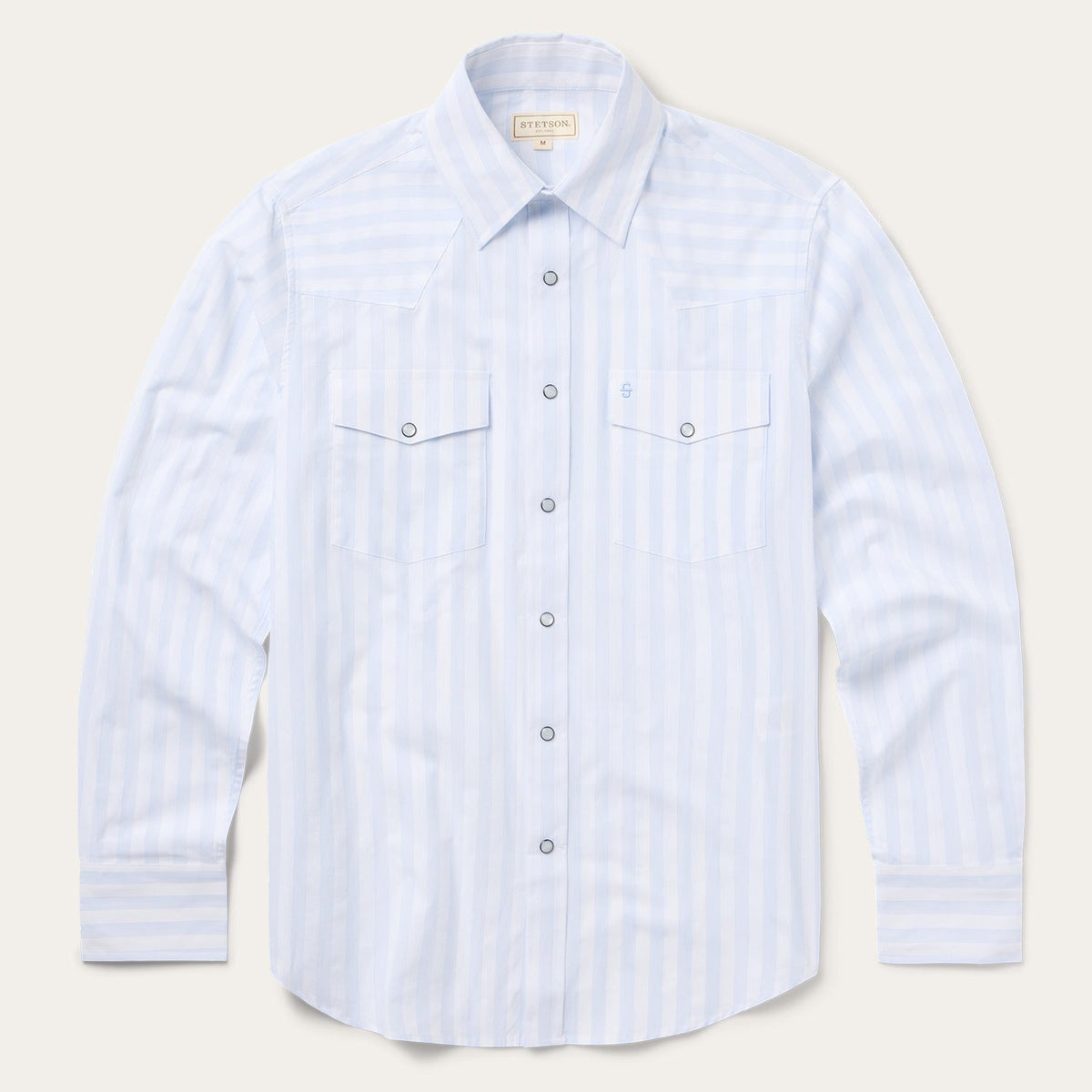Stripe Oxford Western Shirt White w/ Blue Stripe - Stetson