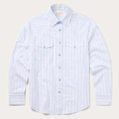 Stripe Oxford Western Shirt White w/ Blue Stripe - Stetson