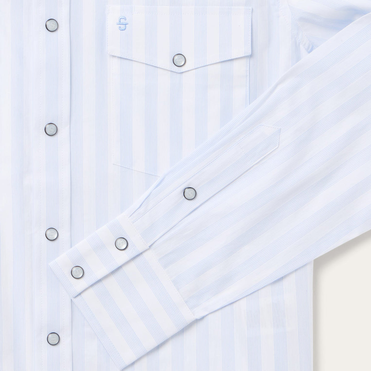 Stripe Oxford Western Shirt White w/ Blue Stripe - Stetson