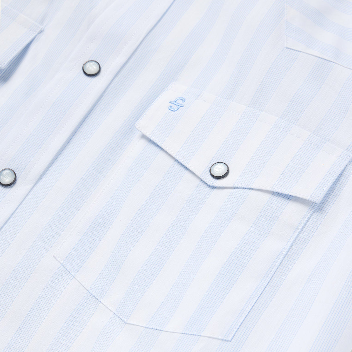 Stripe Oxford Western Shirt White w/ Blue Stripe - Stetson