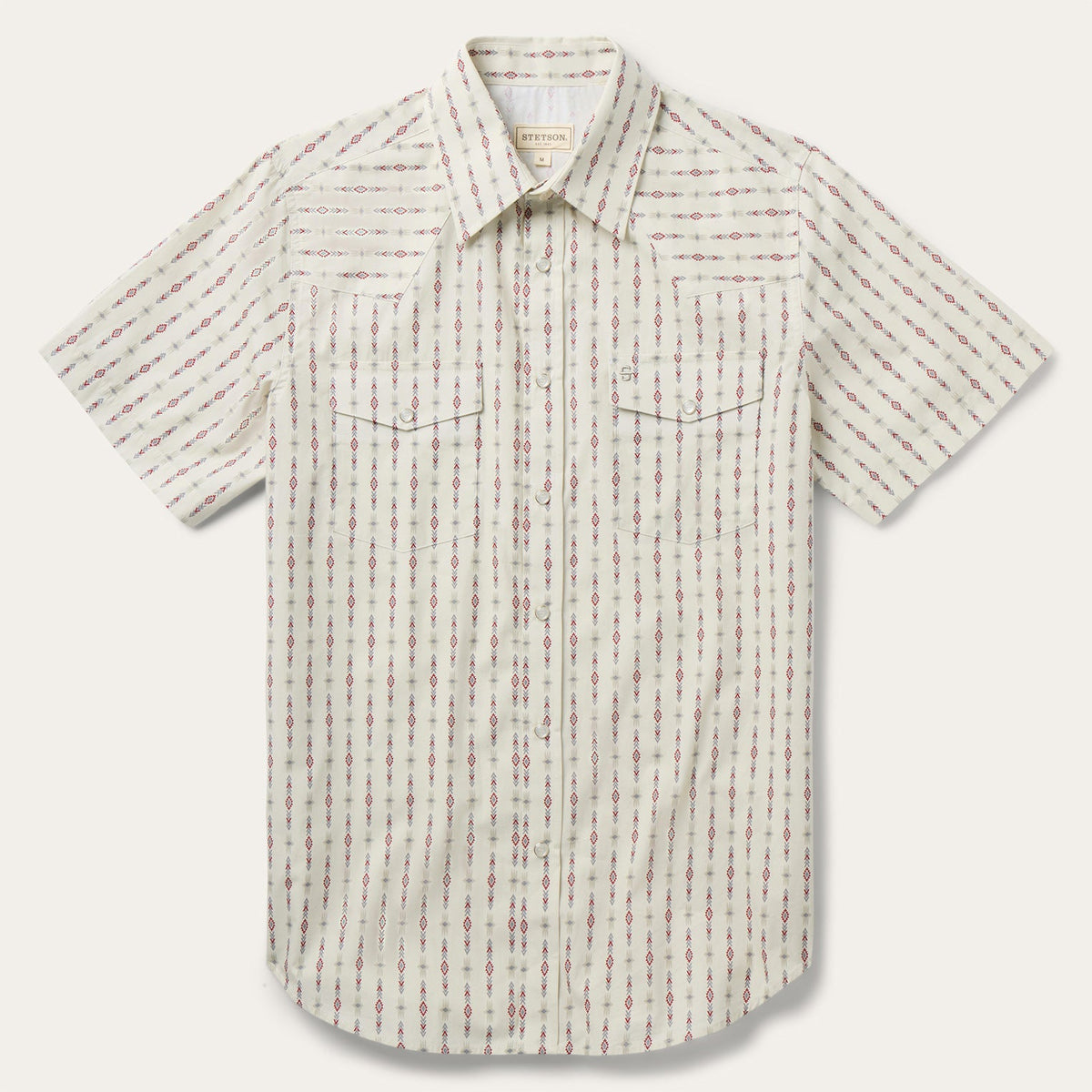 Southwest Stripe Short Sleeve Shirt White - Stetson