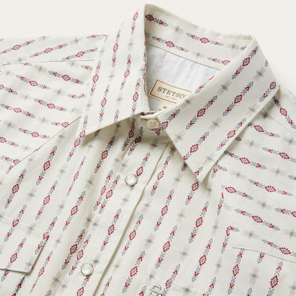 Southwest Stripe Short Sleeve Shirt White - Stetson