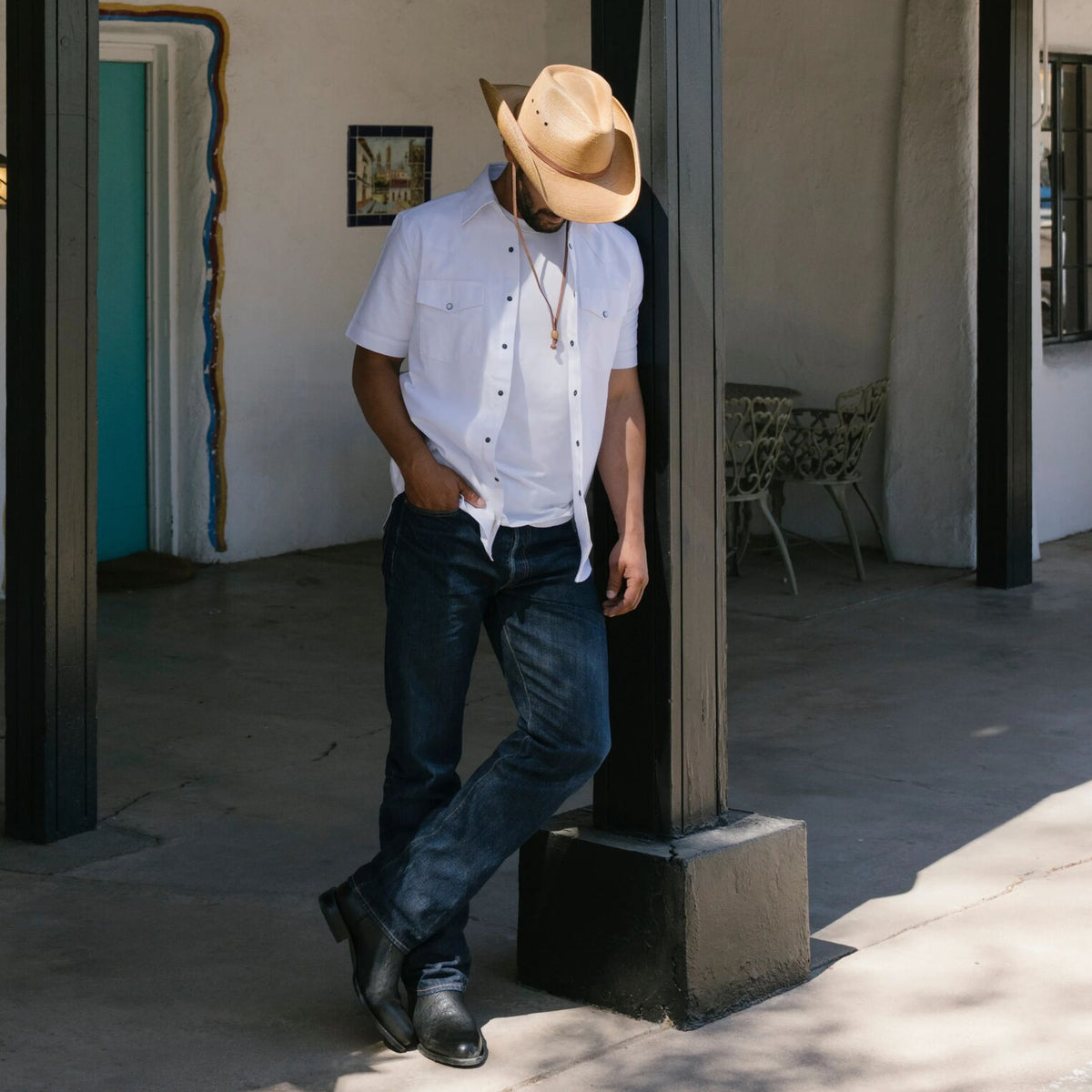 White Oxford Short Sleeve Western Shirt White - Stetson
