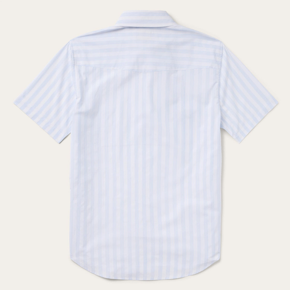 Stripe Oxford Short Sleeve Western Shirt White w/ Blue Stripe - Stetson