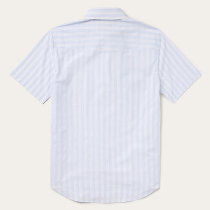 Stripe Oxford Short Sleeve Western Shirt White w/ Blue Stripe - Stetson