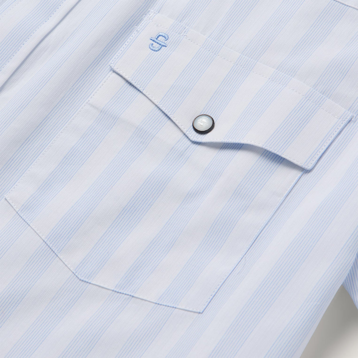 Stripe Oxford Short Sleeve Western Shirt White w/ Blue Stripe - Stetson