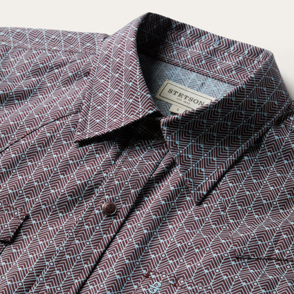 Chevron Grid Shirt Brown - Stetson