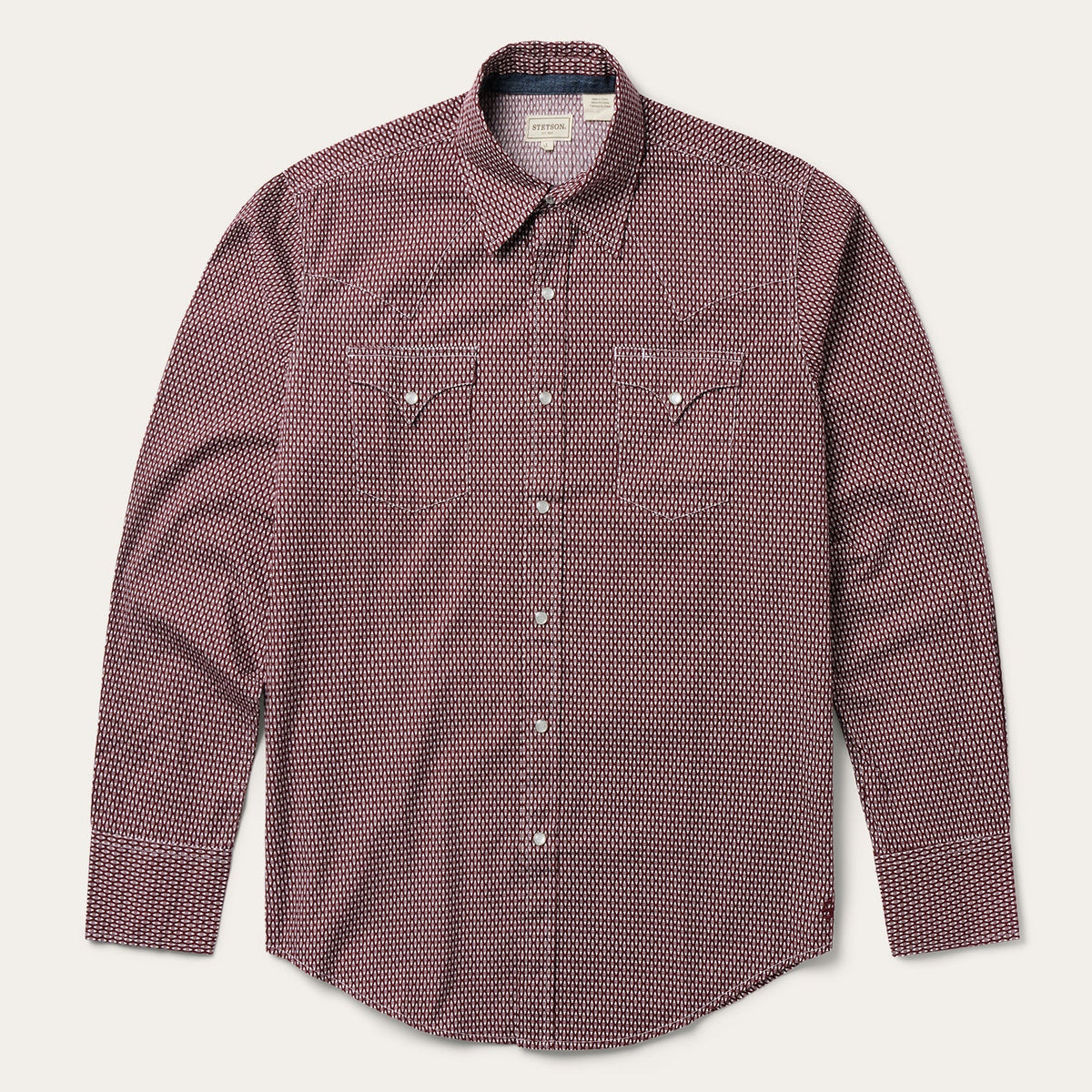 Broken Diamond Print Western Shirt Red - Stetson