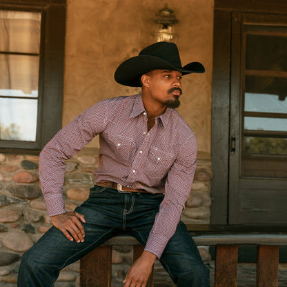 Broken Diamond Print Western Shirt Red - Stetson