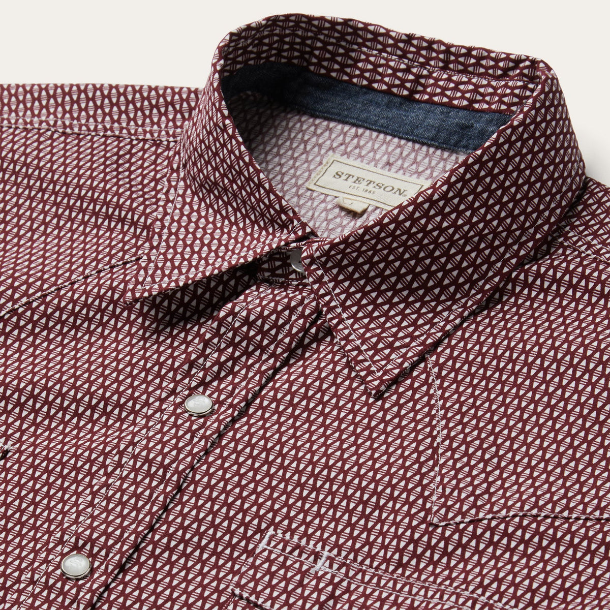 Broken Diamond Print Western Shirt Red - Stetson