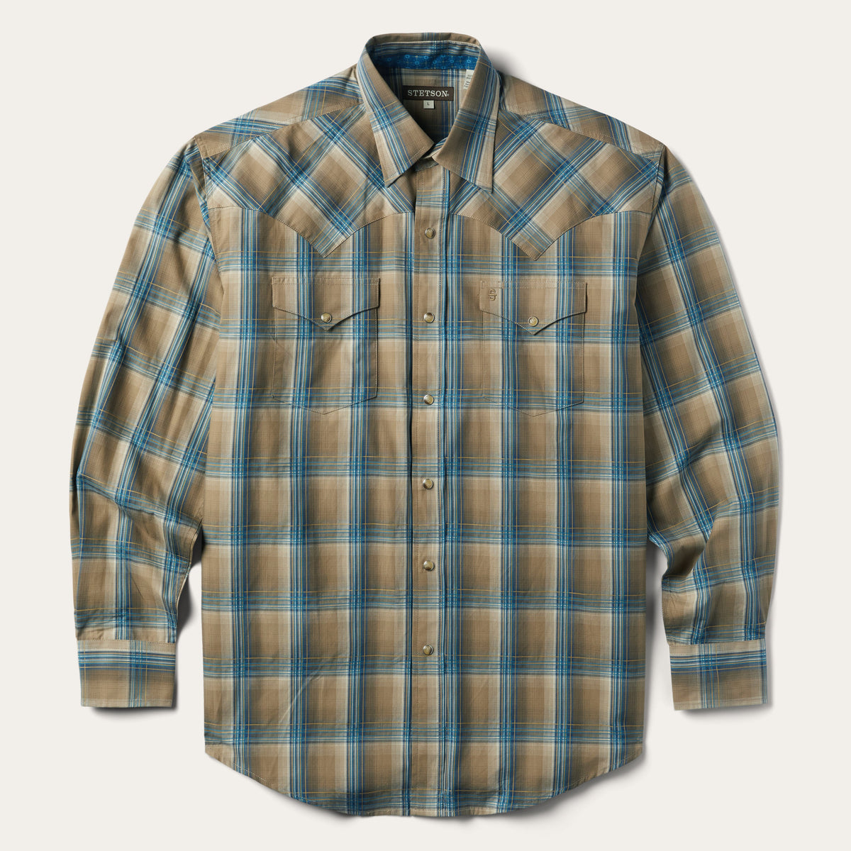 Khaki Ombre Plaid Shirt Brown - Stetson