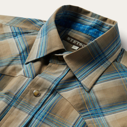 Khaki Ombre Plaid Shirt Brown - Stetson