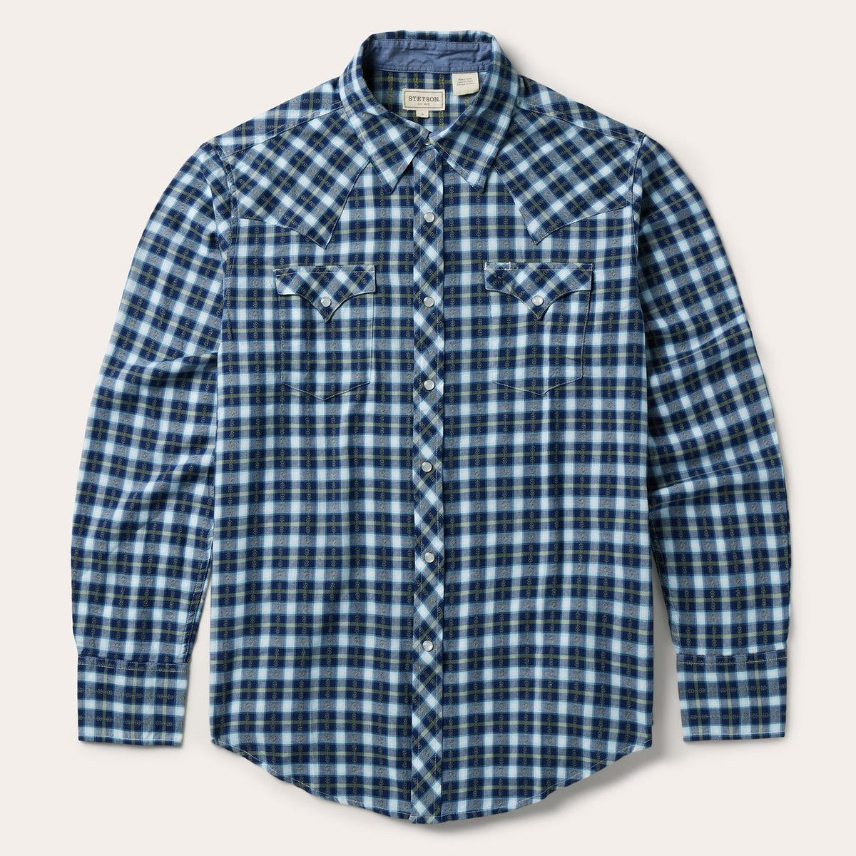 Plaid Twill Dobby Western Shirt Blue - Stetson