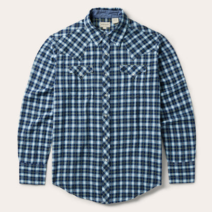 Plaid Twill Dobby Western Shirt Blue - Stetson