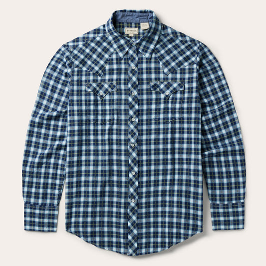 Plaid Twill Dobby Western Shirt Blue - Stetson