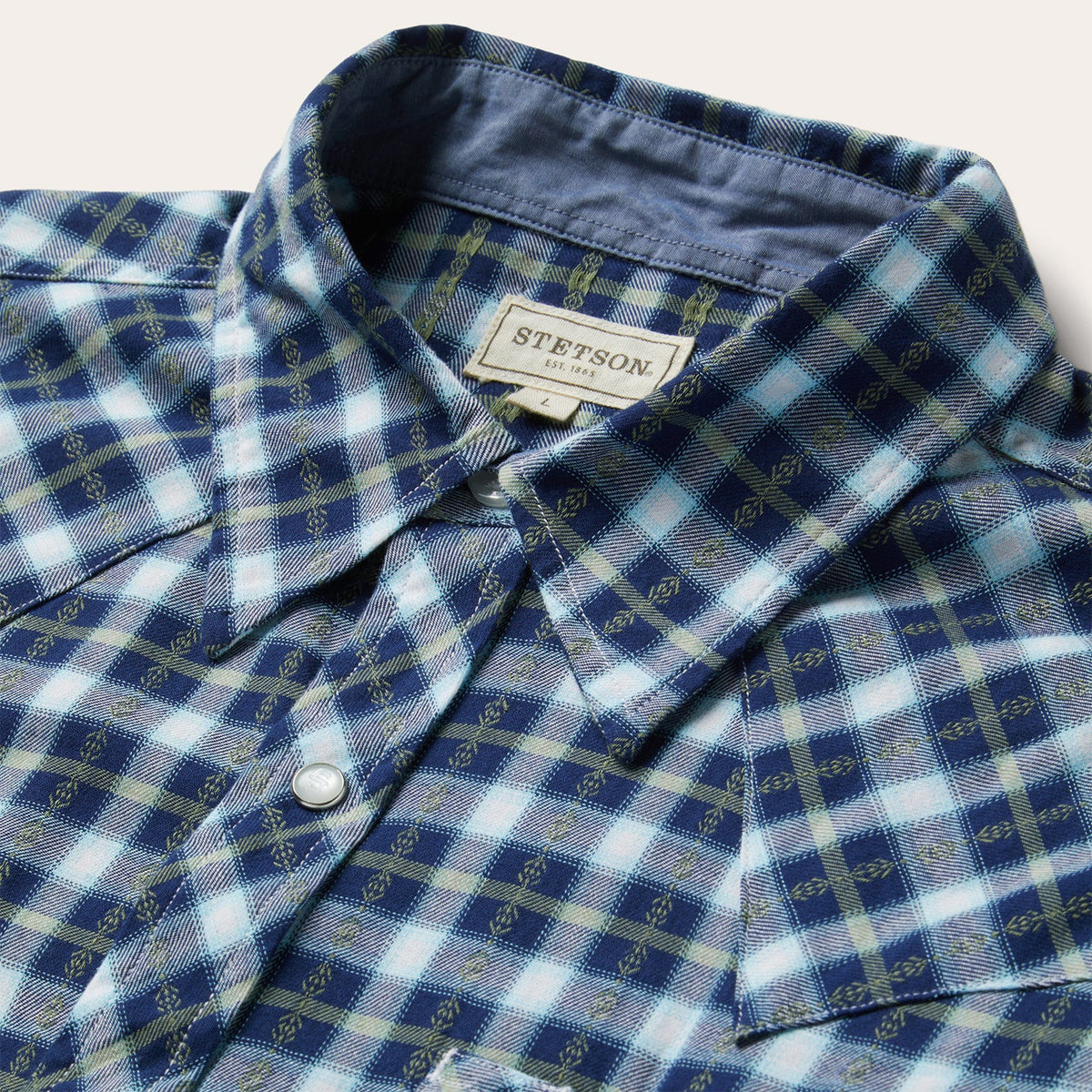 Plaid Twill Dobby Western Shirt Blue - Stetson